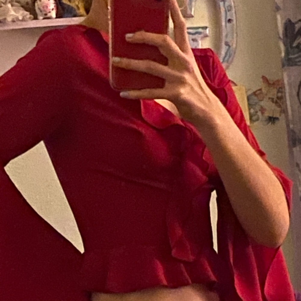 LF Red Cropped Blouse (no longer in stores)